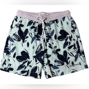 Ben Sherman Men’s Swim Trunks Navy Leaf Print Size Small